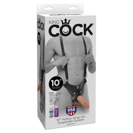 Arnés con Tirantes y Dildo Hueco Colo Natural KING COCK - Quarto Secret