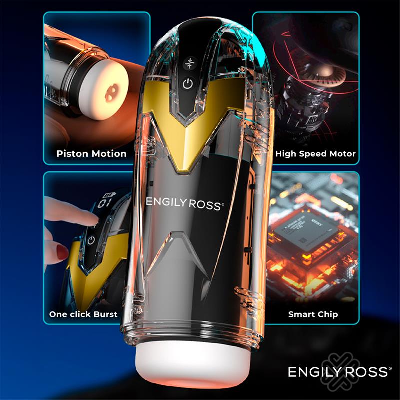 ENGILY ROSS Bloster, masturbador masculino automático con thrusting y 9 modos de vibración, recargable por USB.