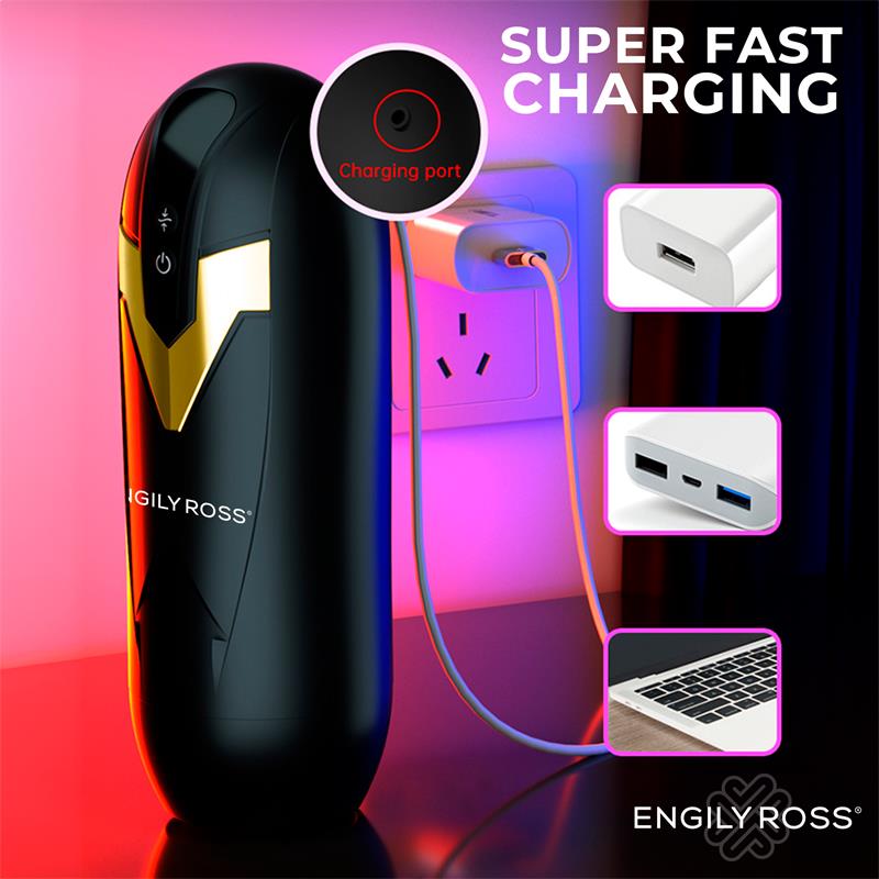 ENGILY ROSS Bloster, masturbador masculino automático con thrusting y 9 modos de vibración, recargable por USB.
