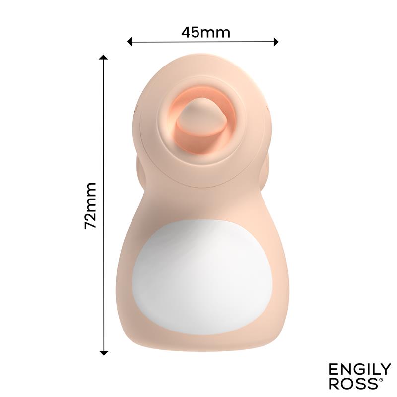 El ENGILY ROSS Carotty es un estimulador de clítoris con lengua que llama la atención por su original diseño con forma de conejo. Su pequeño tamaño esconde dos formas de estimulación: una lengua que imita el movimiento del lameteo y una función de vibración. Está pensado principalmente para el clítoris, aunque también puedes utilizarlo en otras zonas sensibles del cuerpo, como los pezones.