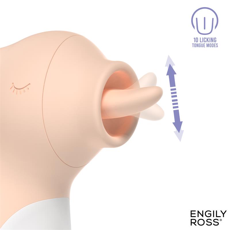 El ENGILY ROSS Carotty es un estimulador de clítoris con lengua que llama la atención por su original diseño con forma de conejo. Su pequeño tamaño esconde dos formas de estimulación: una lengua que imita el movimiento del lameteo y una función de vibración. Está pensado principalmente para el clítoris, aunque también puedes utilizarlo en otras zonas sensibles del cuerpo, como los pezones.