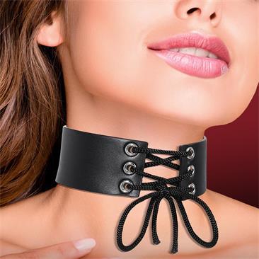 Collar Negro/Rojo Cuero Vegano - Latetobed BDSM Line CINDERELLA