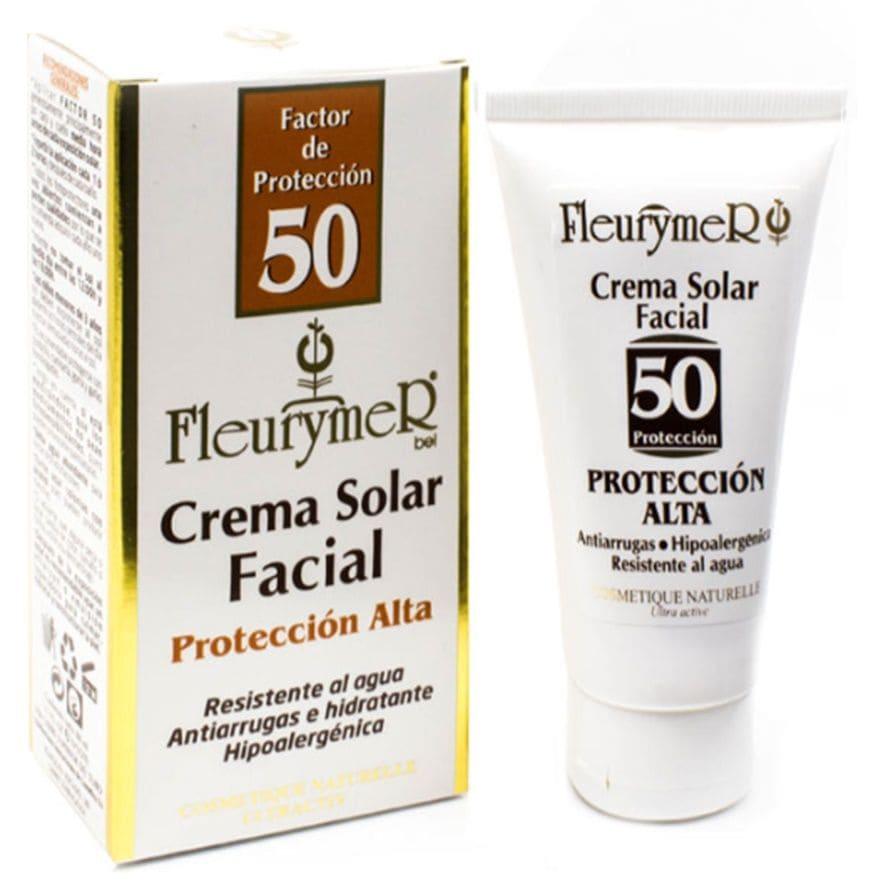 Crema Solar Facial Antiarrugas SPF50 80ml Fleurymer - Resistente al Agua - Alta protección solar