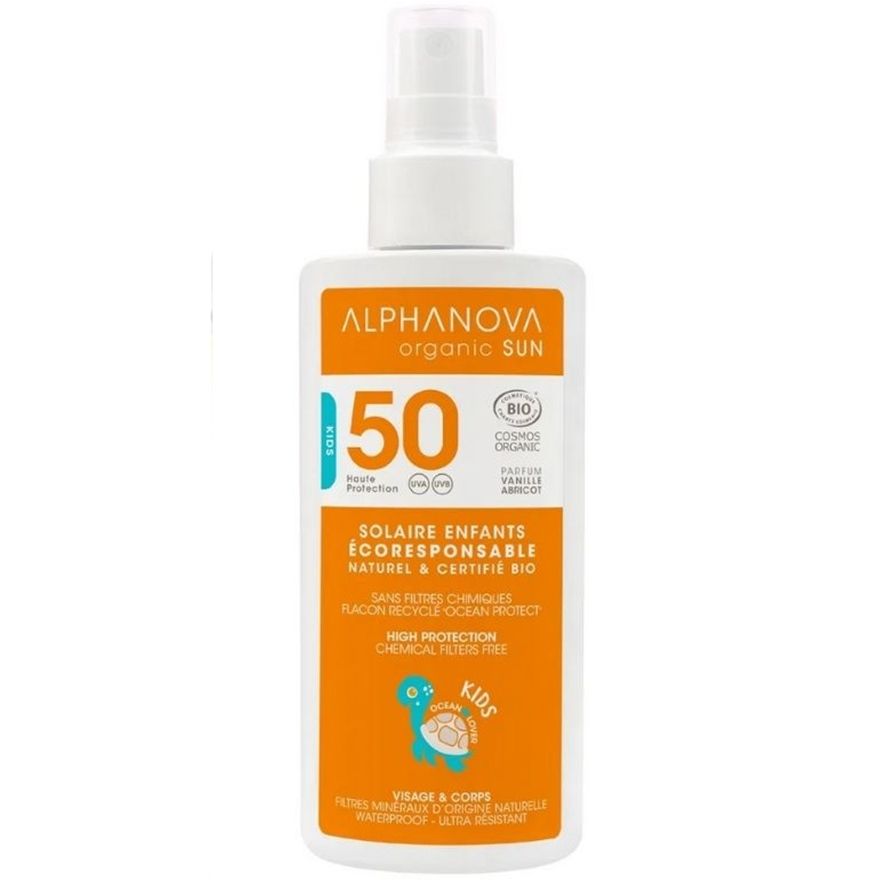 Crema Solar Niños SPF50 Spray Bio Vegan 125ml Alphanova - Protector Solar Niños