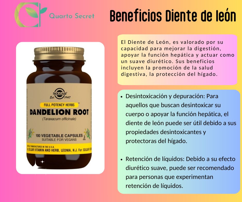 Diente de Leon 380Mg Vegan 100caps Solgar | Depura y Limpia organismo