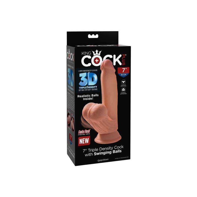 Dildo de Triple Densidad con Testículos Oscilantes CARAMELO KING COCK