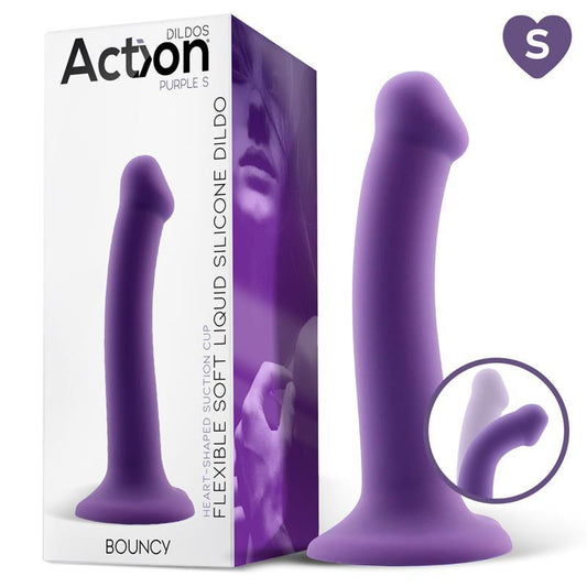 Dildo Hiperflexible Silicona Líquida Talla S Púrpura ACTION BOUNCY