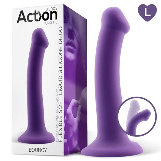 Dildo Silicona Hiper Flexible Talla L Púrpura ACTION BOUNCY