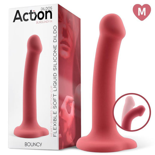 Dildo Silicona Líquida Flexible BURGUNDY ACTION BOUNCY