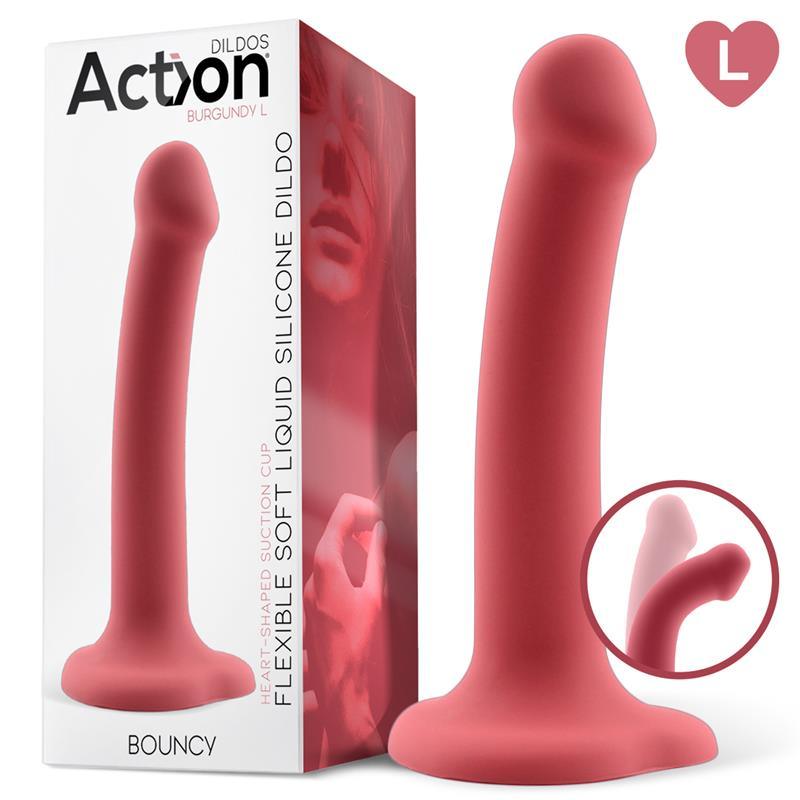 Dildo Silicona Líquida Hiper Flexible BURGUNDY ACTION BOUNCY