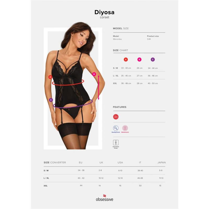 OBSESSIVE DIYOSA Corset Con Tanga Negro