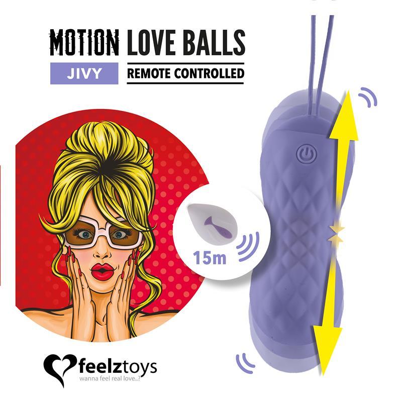 FEELZTOYS Huevo Vibrador Control Remoto MOTION LOVE BALLS JIVY PÚRPURA - Quarto Secret