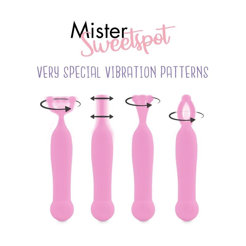 Vibrador FEELZTOYS Mister Sweetspot Rosa compacto, con 10 funciones, diseño impermeable y recargable, ideal para estimular zonas erógenas con precisión.