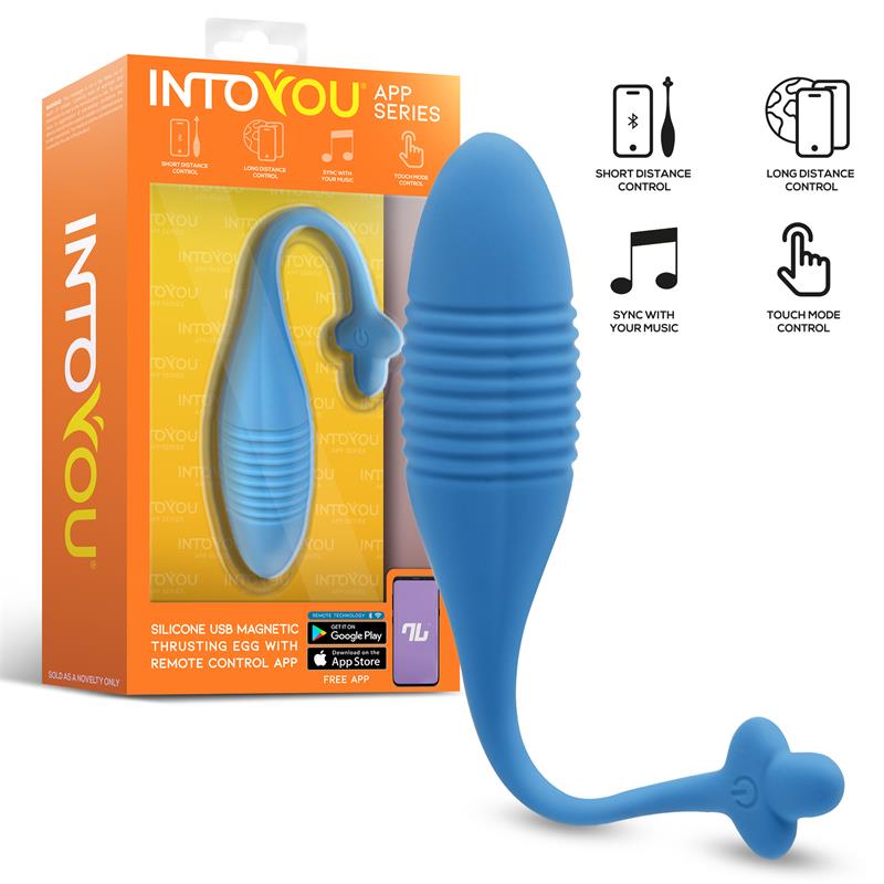 Huevo Vibrador Azul con Up and Down Thrusting y APP USB INTOYOU APP SERIES