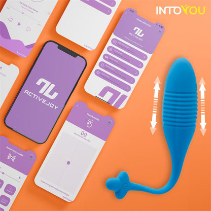 Huevo Vibrador Azul con Up and Down Thrusting y APP USB INTOYOU APP SERIES