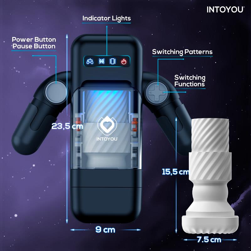 INTOYOU ELON Masturbador Inteligente Función Up and Down, Calor, Vibración y Soporte Móvil