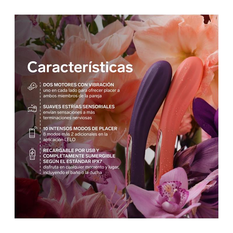 LELO BOOMERANG™ Cerise vibrador para parejas con doble motor y control mediante App