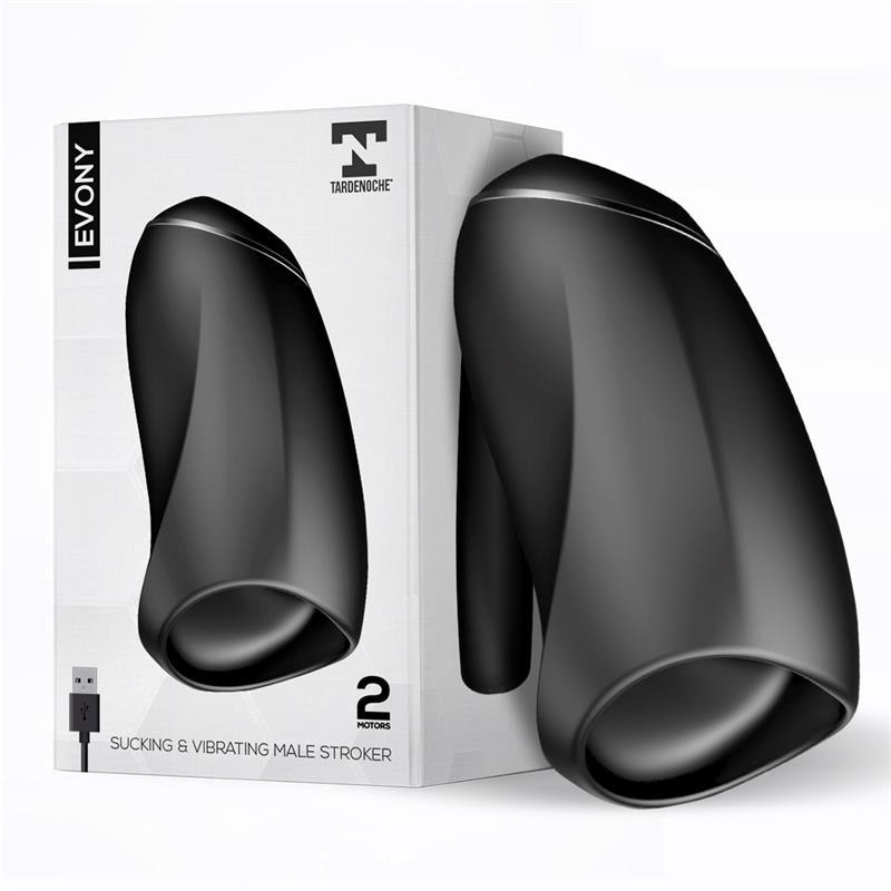 Masturbador Masculino Sexo Oral Succión y Vibración 2 MOTORES USB SILICONA TARDENOCHE EVONY