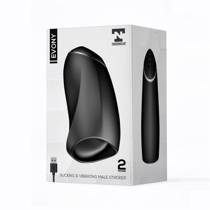 Masturbador Masculino Sexo Oral Succión y Vibración 2 MOTORES USB SILICONA TARDENOCHE EVONY