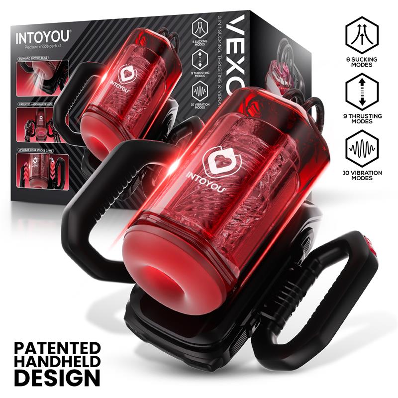 Masturbador Masculino INTOYOU Vexor 3 en 1 con Succión, Vibración y Empuje USB-C