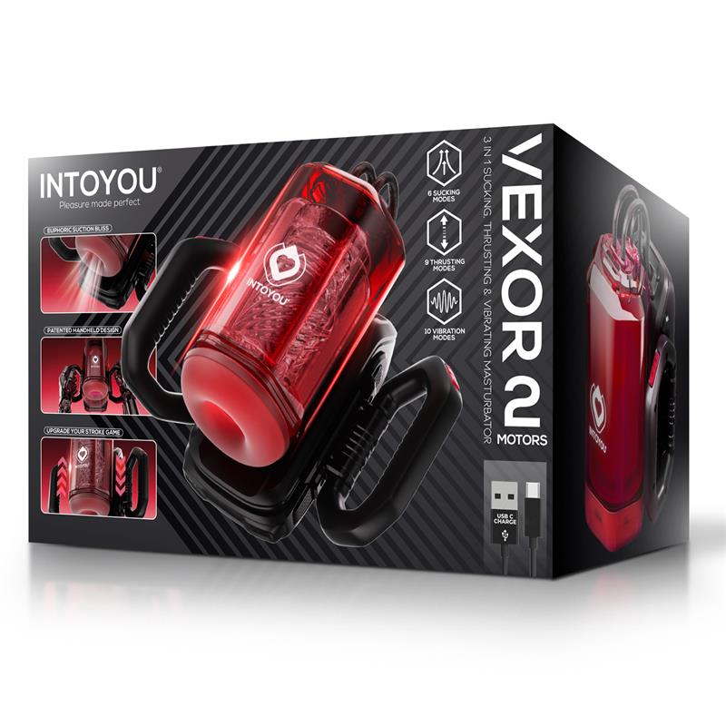 Masturbador Masculino INTOYOU Vexor 3 en 1 con Succión, Vibración y Empuje USB-C