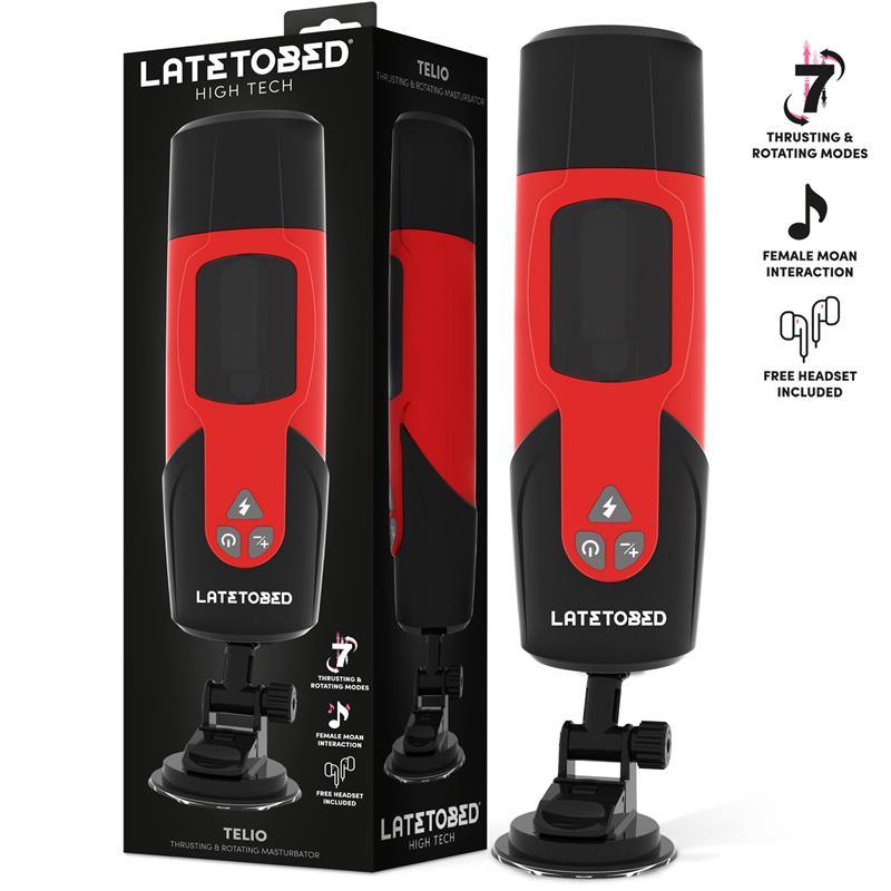 Masturbador TELIO ADVANCED Rotación, Thrusting, Gemidos CON VENTOSA LATETOBED - Quarto Secret