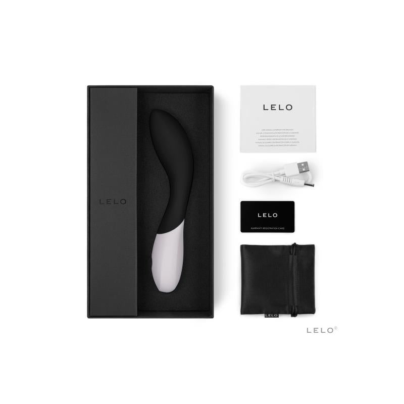 Vibrador LELO MONA Wave™ en color negro, diseñado para la estimulación del punto G con un innovador movimiento ondulante. Su forma ergonómica, material de silicona premium y 10 modos de vibración ofrecen una experiencia de placer intensa y personalizada. Recargable por USB e impermeable.