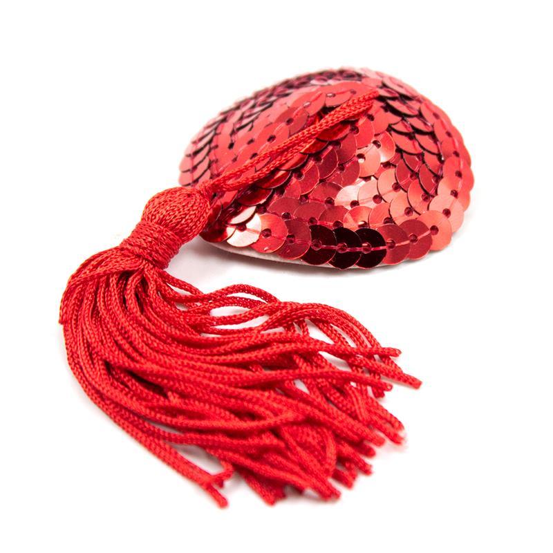 Pezoneras Forma Corazón Autoadhesivas LENTEJUELAS ROJO