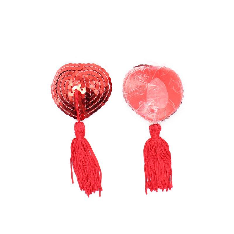 Pezoneras Forma Corazón Autoadhesivas LENTEJUELAS ROJO
