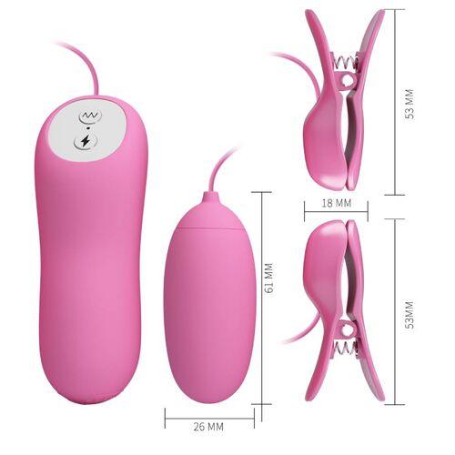 PINZAS CON VIBRACIÓN Y ELETROSHOCK ROSA PRETTY LOVE