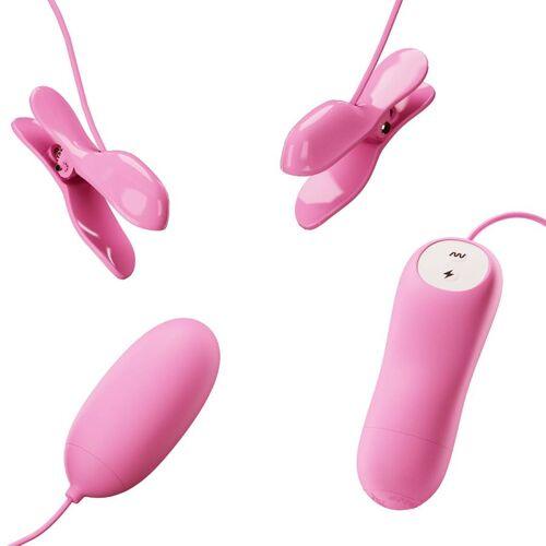 PINZAS CON VIBRACIÓN Y ELETROSHOCK ROSA PRETTY LOVE