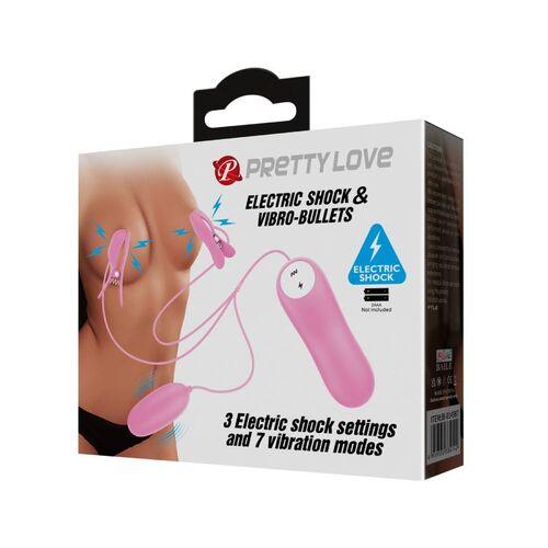 PINZAS CON VIBRACIÓN Y ELETROSHOCK ROSA PRETTY LOVE