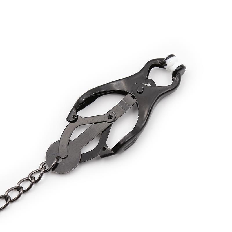 PINZAS JAPONESAS PARA PEZONES CON CADENA NEGRO LATETOBED BDSM LINE