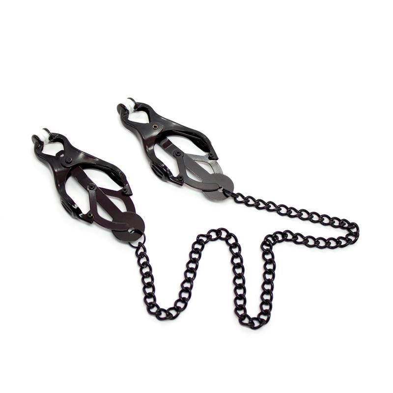 PINZAS JAPONESAS PARA PEZONES CON CADENA NEGRO LATETOBED BDSM LINE