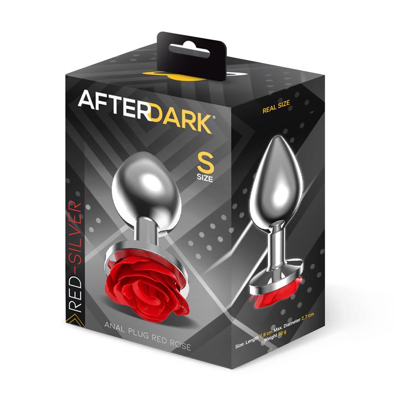 Plug Anal de Metal con Rosa Roja en la base Talla S, perfecto para principiantes del sexo anal.