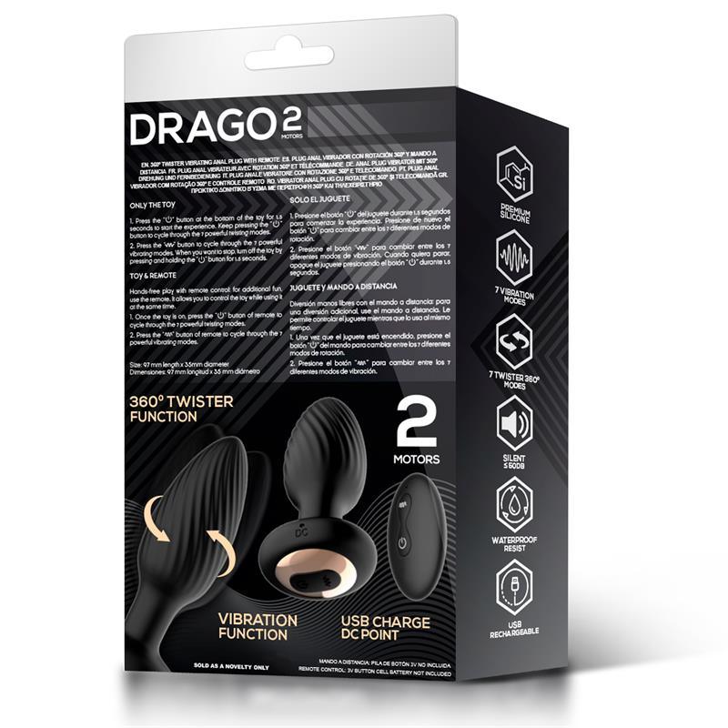 Plug Anal Vibración, Movimiento Twister 360º y Control Remoto INTOYOU DRAGO