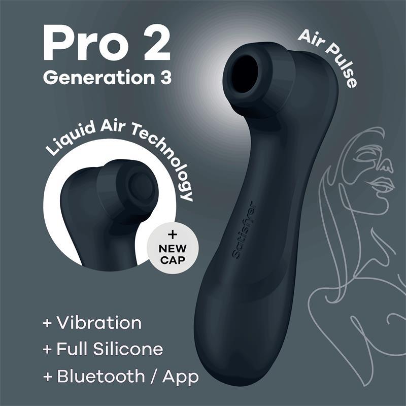 Satisfyer PRO 2 Gen 3 Liquid Air Technology Succión y Vibración App Connect Negro