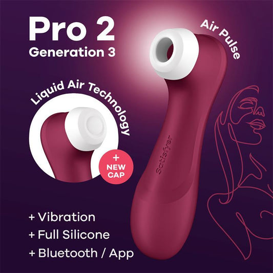Satisfyer Succión y Vibración APP CONNECT WINE RED - Pro 2 Gen 3 LIQUID AIR TECHNOLOGY - Quarto Secret