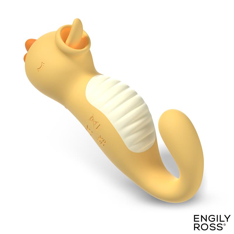 ENGILY ROSS Seaboo es un vibrador caballito de mar que combina dos formas de estimulación: una lengua que imita el movimiento del lameteo y una función de vibración