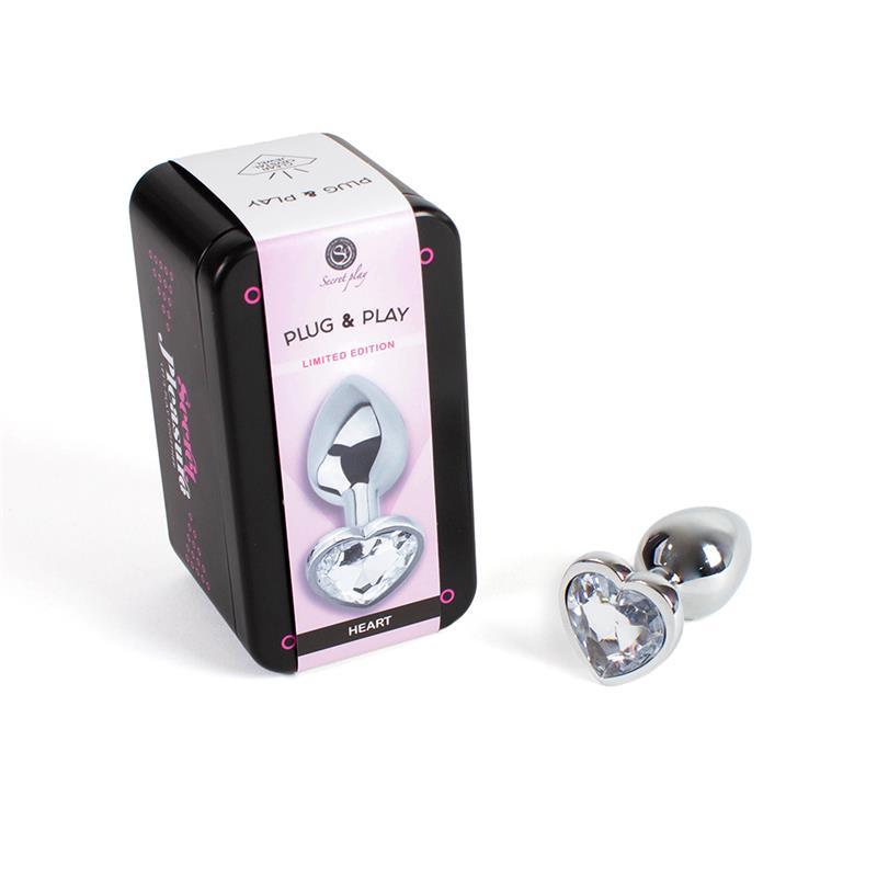 SECRET PLAY Plug Anal Corazón Metal Transparente TALLA S