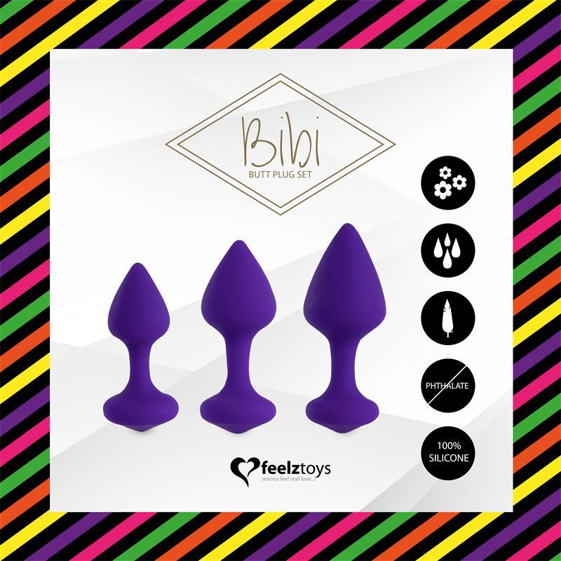 SET DE 3 PLUGS ANALES PÚRPURA FEELZTOYS BIBI