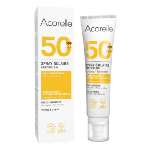 Spray Solar SPF50 Bio 100ml Acorelle | No Deja La Piel Grasa | Ideal Pieles Sensibles