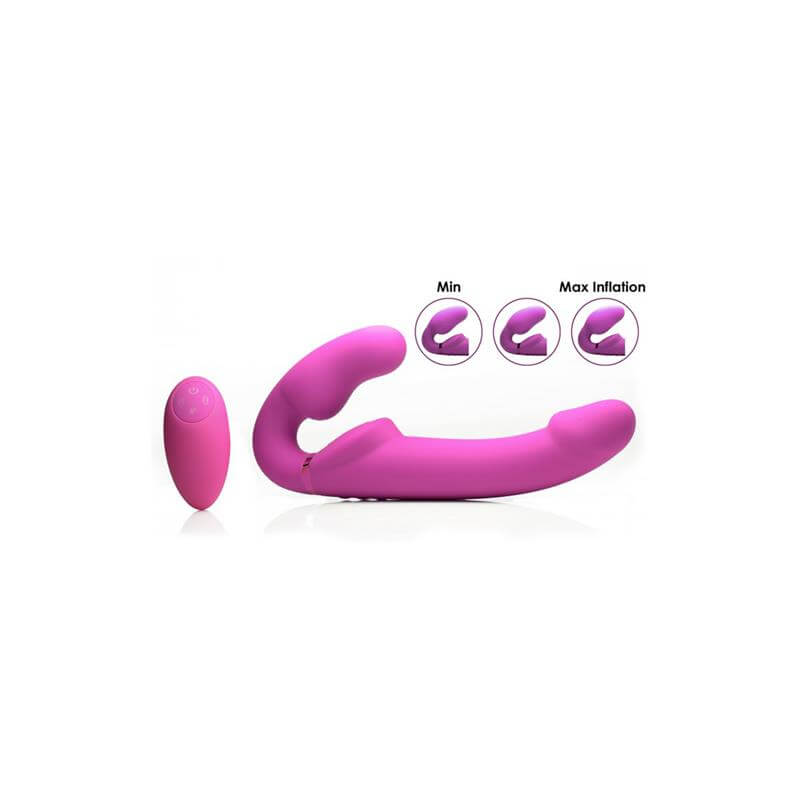 STRAP U Inflatable Vibrador Doble Funcion Inflable Control Remoto Rosa