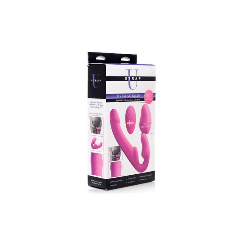 STRAP U Inflatable Vibrador Doble Funcion Inflable Control Remoto Rosa