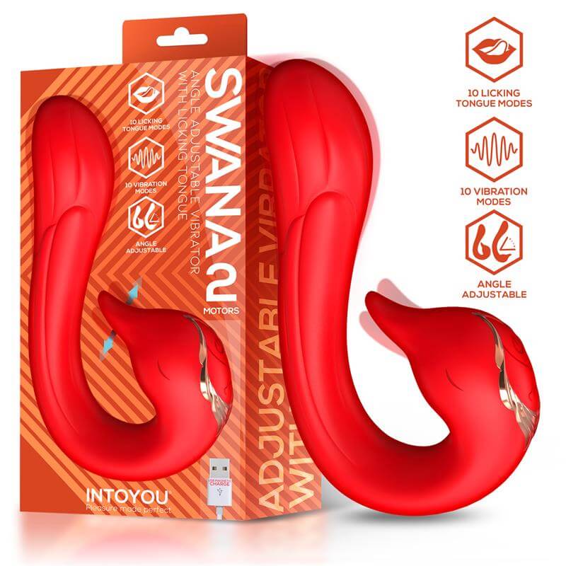 Swana Vibrador de Intoyou con función de lengua, vibración intensa y ángulo ajustable para una experiencia de placer única.