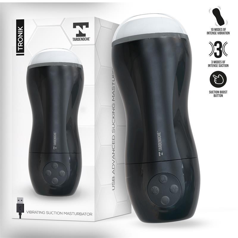 TARDENOCHE TRONIK Masturbador Masculino Con Succión y Vibración USB