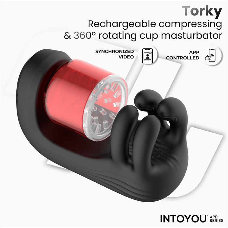 El INTOYOU APP SERIES Torky es un masturbador masculino inteligente con rotación 360º.