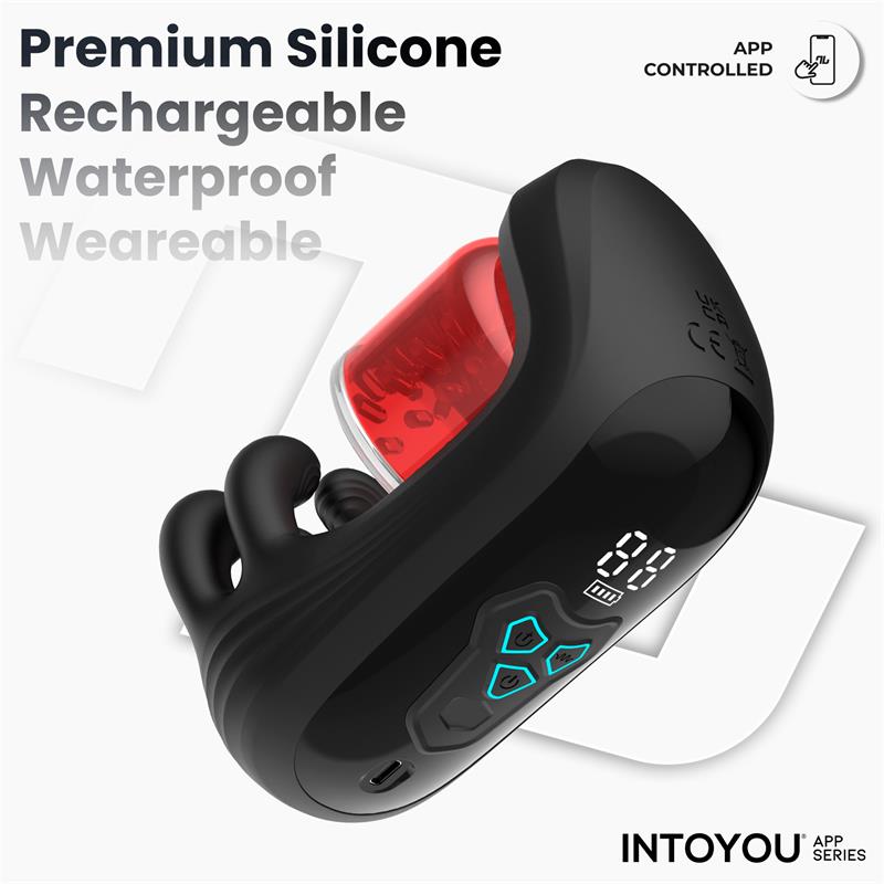 El INTOYOU APP SERIES Torky es un masturbador masculino inteligente de silicona e impermeable.