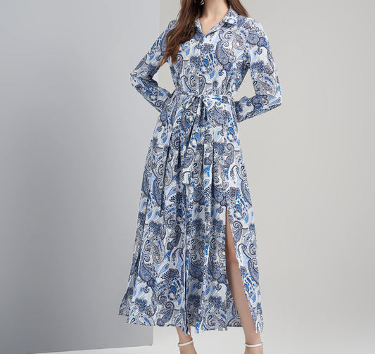 Vestido Boho Estampado Cahimire Azul o Marrón FABIA