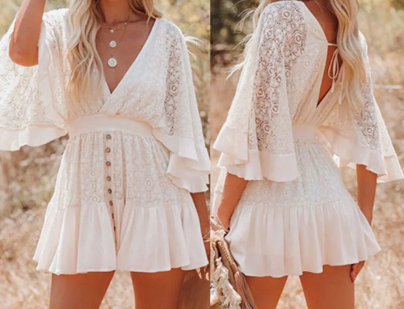 Vestido Boho Ibicenco Verano Blanco OLIVIA